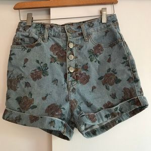 BDG Floral High-Waisted Denim Shorts